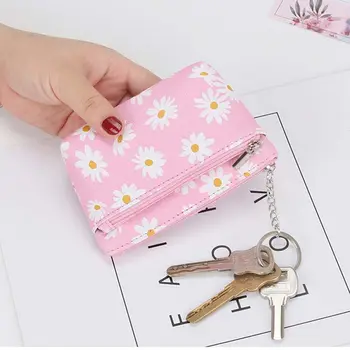 Женский мини-кошелек Daisy, короткий маленький кошелек, многофункциональный футляр для карт, кейс для ключей, сумка на молнии