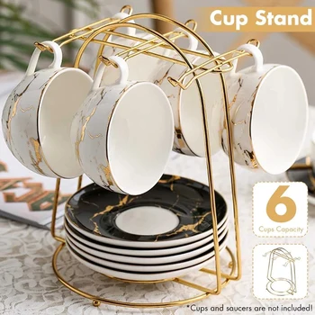 Настольный держатель для кофейной кружки Nordic Home Kitchen, подставка для 6 чашек, золотистые металлические подстаканники, стойка для органайзера для слива воды