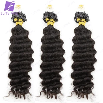 Наращивание волос с глубокой волной Microlink 100% Настоящие человеческие волосы для чернокожих женщин Наращивание волос с кольцом-петлей Бирманские волосы Micro Link