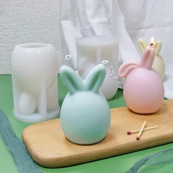 3D Свеча с кроликом Силиконовая форма Пасхальный торт с Кроликом Шоколадная Силиконовая форма Милый Кролик с рисунком Крови Силиконовая форма для домашнего декора