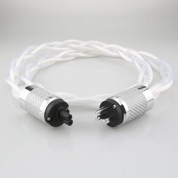 5N OCC Аудиофильский аудиоусилитель переменного тока США и ЕС, фильтр DAC, кабель питания HIFI серебристого цвета из углеродного волокна с разъемом-розеткой IEC C7 на рисунке 8