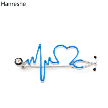 Медицинский стетоскоп Hanreshe, Эмалированная брошь в форме сердца, Булавки, медицинский нагрудный значок на рюкзаке, ювелирные аксессуары для врача, медсестры