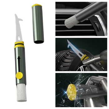 Многофункциональная чистящая щетка для розетки автомобильного кондиционера из мягкого волоса, защитный молоток из сплава, инструменты для чистки шин, камни