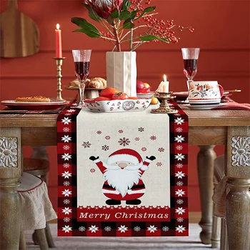 Новая Рождественская Скатерть с Красными и белыми Снежинками, настольный флаг Деда Мороза, Украшение Новогоднего стола для вечеринки