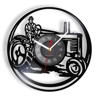 Старинные Настенные часы для фермерского грузовика Комбайн Виниловая Пластинка Настенные Часы Пикап Трактор Фермерский дом Декор стен Фермерский подарок