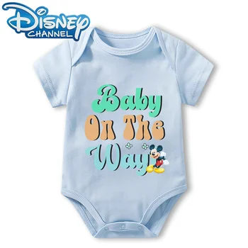 Детская одежда, Боди для новорожденных, Комбинезон для мальчиков и девочек, ползунки с короткими рукавами Disney Mickey Mouse, комбинезоны от 0 до 12 месяцев