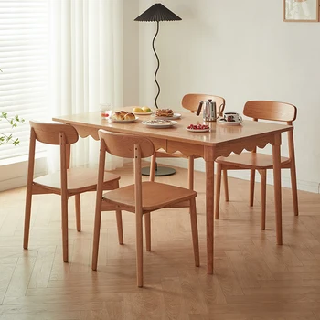 Обеденный стол из массива дерева в скандинавском стиле, небольшой обеденный стол в стиле ретро, современная минималистичная комбинация стола и стула