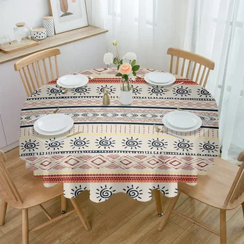 Индийские линии, скатерти с ручной росписью для обеденного стола, водонепроницаемое круглое покрытие для кухни, гостиной