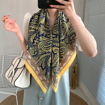 весенний новый женский шарф, высококачественная шаль, шелк тутового дерева, модный шарф, платок, пляжная защита от солнца, шарф Baotou, 90 см * 90c