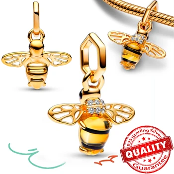 Аутентичный 14-каратный золотой браслет из муранского стекла с подвесками в виде пчелы, подходящий браслет Pandora, Милая подвеска в виде животного, женское ювелирное ожерелье, аксессуары