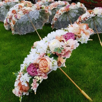 L-FU Индивидуальные красочные шелковые зонтики из искусственных роз, магазин домашних свадебных декоративных зонтиков из искусственных цветов