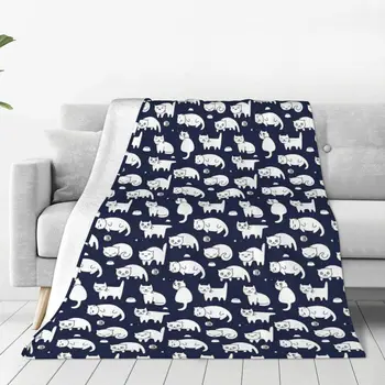 Мультяшные одеяла с милыми кошачьими животными, Фланелевое Летнее многофункциональное легкое тонкое покрывало для кровати, покрывала для спальни