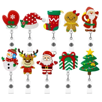 Рождественский значок, катушка, фетровый держатель для бейджа, для медсестры, учительницы, женщины, мужчины, Офисный наполнитель для чулок, Орнамент, подарки