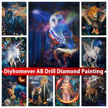 Фэнтезийное мультяшное животное 5D AB Алмазная живопись, мозаика, красочные работы, вышивка крестиком, стразы ручной работы, домашний декор