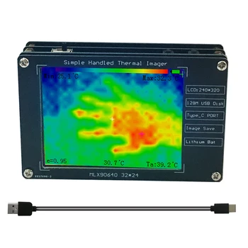 MLX90640 2,8-дюймовый Тепловизор С Инфракрасным Датчиком LCD от -40 ℃ до 300 ℃ с Четким Отображением Изображения Термографическая Камера