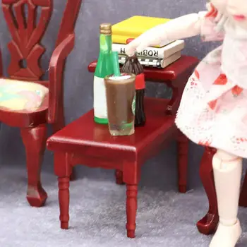 Забавная модель торцевого столика Креативный деревянный журнальный столик для кукольного домика Миниатюрная модель журнального столика для кукольного домика