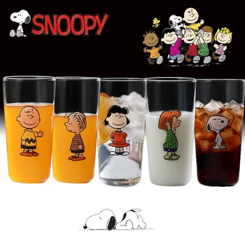 350 мл Милая стеклянная чашка Snoopy с креативной прозрачной чашкой для воды, студенческое молоко, Термостойкая стеклянная чашка Nana для любителей мультфильма