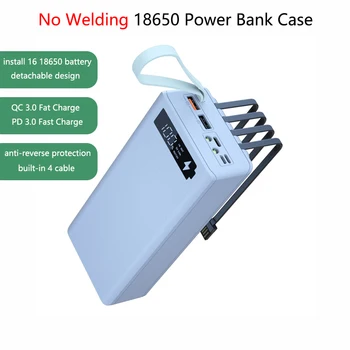 16шт 18650 Power Bank Case QC3.0 Быстрая Зарядка для Мобильного Телефона DIY Powerbank Box С Кабелем LED Light 18650 Коробка Для хранения Аккумуляторов