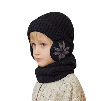 Однотонные шерстяные шапки для защиты ушей, Модная шапка-ушанка, пуловер с глушителем, Плюшевый непромокаемый шарф, осенний комплект шапок