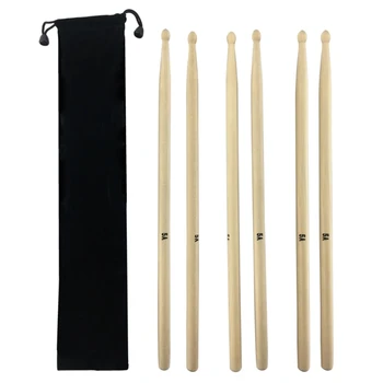 3 пары кленовых палочек, набор из 5 барабанных палочек для упражнений, для барабанщика или новичка высшего качества