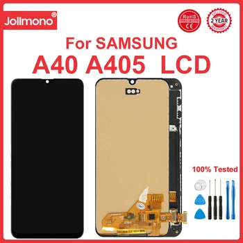 Super AMOLED A40 Экран дисплея, Для Samsung Galaxy A40 A405 A405F A405S ЖК-дисплей Цифровой Сенсорный Экран с Заменой Рамки