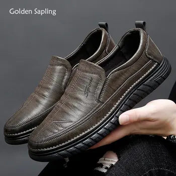 Модные мужские лоферы Golden Sapling, кожаные туфли на плоской подошве, классическая обувь для вождения, обувь на платформе, мужская повседневная официальная деловая обувь