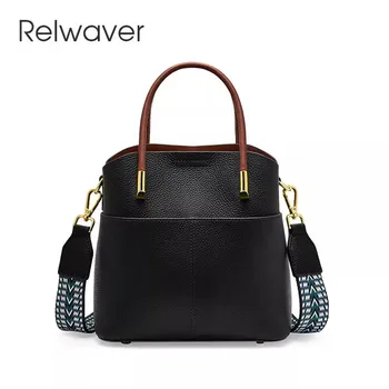 Relwaver карманная сумка-ведро с тонкой ручкой, сумка через плечо из натуральной кожи 2023, осенне-зимние сумки через плечо, маленькая сумка для рук на двух ремнях