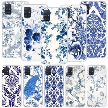 Бело-голубой Фарфоровый Чехол Для телефона Samsung Galaxy A51 A71 A41 A31 A21S A11 A01 A70 A50 A40 A30S A20E A20S A10S A6 A7 A8 A9