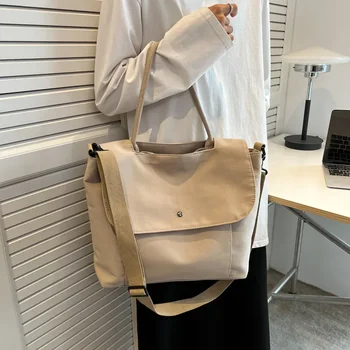 Корейская холщовая сумка через плечо большой емкости, Женская Студенческая сумка