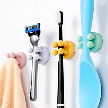 Силиконовый крюк бритва для ванная комната держатель для хранения крюк стены для бритья бритвы полка пробить бесплатная зубная щетка держатели организации