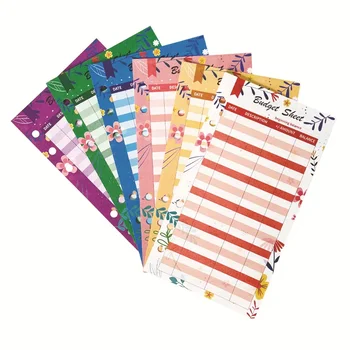 12 листов креативного цветного мультяшного бюджетного листа с 6 отверстиями, бланк плана личного потребления, Таблица бюджетного плана семейных покупок