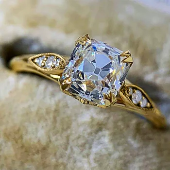 CAOSHI Стильное кольцо для предложения в современном стиле, обручальные кольца для новобрачных с ослепительным цирконием, Аксессуары золотого цвета для помолвки