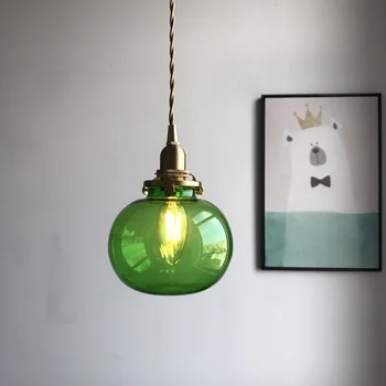 Ретро Стеклянный Подвесной светильник, Потолочная Люстра в Скандинавском стиле, Бар, Прикроватная тумбочка для спальни, Подвесной светильник Suspendu E27 Lamp