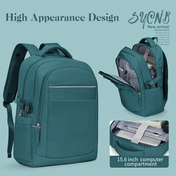 Женский рюкзак для путешествий, 14-дюймовый противоугонный рюкзак для ноутбука для работы, водонепроницаемая сумка для книг для колледжа с USB-портом для зарядки