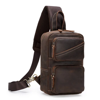 Кожаная нагрудная сумка Newsbirds Большой емкости Crazy Horse, кожаная нагрудная сумка, рюкзак через плечо, кожаные нагрудные сумки в винтажном стиле