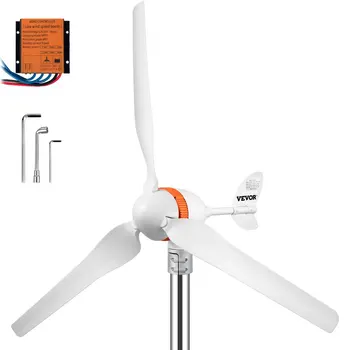 Ветряной турбогенератор VEVOR 300 Вт 400 Вт 500 Вт с MPPT / контроллером заряда Ветряная мельница Яхта на колесах Ферма Небольшой ветрогенератор домашнего использования