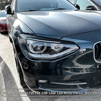 Наклейки для Бровей и Век Передних Фар Автомобиля BMW 1 Серии F20 F21 118i 120d 120i M135i Pre-Lci 2011-2015 Черный Глянец ABS