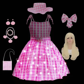 Барби Хэллоуин для девочек светящиеся косплей костюм для GirlsLED розовый плед повседневное платье Хэллоуин карнавал напольного исполнения тромб