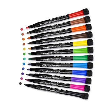 12 Разных цветов, маркеры для сухого стирания с ластиком, ручка для сухой протирки для Office School Y3ND