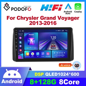 Podofo AI Voice Автомобильный Экранный Плеер Для Chrysler Grand Voyager 2013-2016 2Din Android Auto WIFI + 4G Сплит-экран AM RDS FM-Приемник