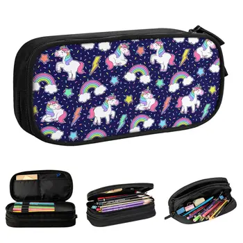 Красочная коробка для ручек Star Rainbow Unicorn, Двухслойный пенал для ручек большой емкости, школьные принадлежности, подарок