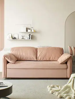 Уютный диван для гостиной, трансформируемый в кровать, мебель для дома, Бархатная ткань, металлический каркас, Универсальное кресло для двоих, складной диван-кровать
