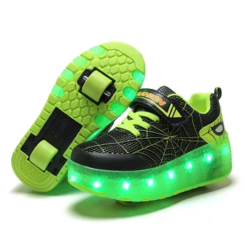 Детские кроссовки с USB-зарядкой, коньки с подсветкой, Обувь для мальчиков и девочек, повседневная обувь для скейтбординга, Спортивная обувь для катания на роликовых коньках на открытом воздухе со светодиодной подсветкой