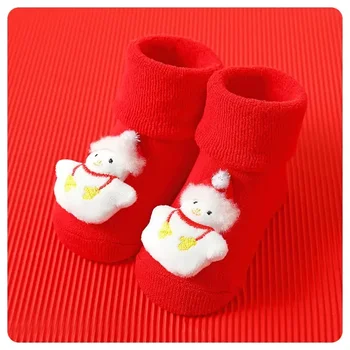 Детские рождественские носки, осенне-зимние носки из утолщенной шерсти в пол, носки для новорожденных и малышей, новые носки для мальчиков и девочек