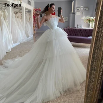 Изысканные свадебные платья трапециевидной формы Toofgon, плиссированная юбка из мягкого тюля, свадебное платье из Дубая и Аравии, платья для официальных вечеринок для невесты