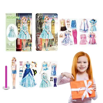 Принцесса Одевается Магнитная игра Наборы одежды для бумажных кукол принцессы Магнитные Бумажные куклы для девочек Во время путешествия Домашняя Детская