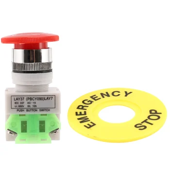 Красный колпачок гриба 1NO 1NC DPST Кнопочный выключатель аварийной остановки переменного тока 660V 10A
