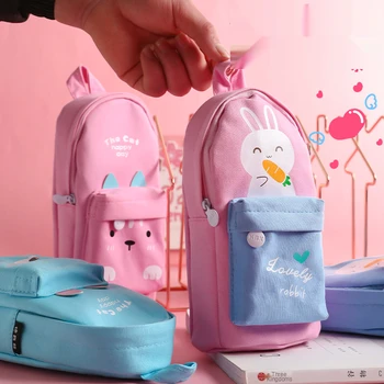Супер милый Рабит / Кошка, тканевая Корейская сумка для карандашей с животными, Кавайная сумка, органайзер для канцелярских принадлежностей, чехол для авторучки