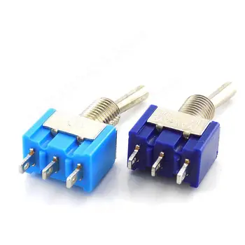 Синий Mini MTS-102 3-Контактный SPDT ВКЛ.-ВКЛ. 6A 125 В переменного тока Миниатюрные Тумблеры MTS102 Монтажные Миниатюрные Переключатели 5шт K5 M20
