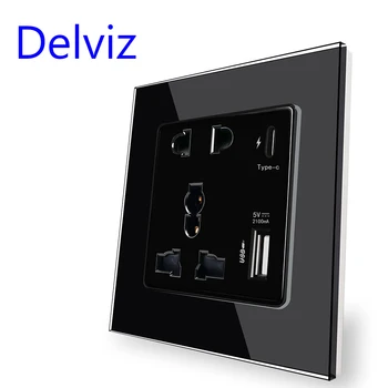 Delviz С Разъемом Type C, двухинтерфейсный выход Smart Quick Charge мощностью 18 Вт 4000 мА, встроенный в бытовой прибор, Настенная USB-розетка 1A1C
